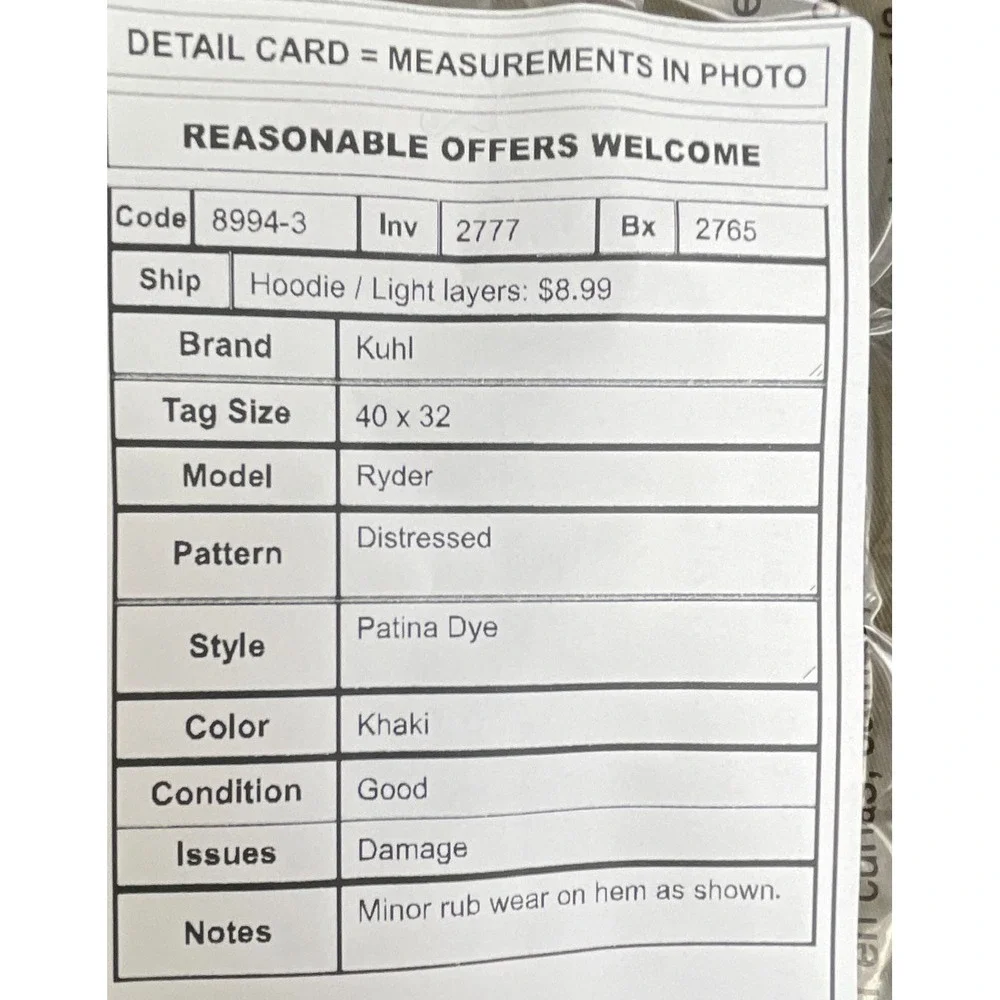 Kuhl Mens 40x32 Ryder Pants Khaki Patina Dye Distressed Outdoor Hiking Workwear - Picture 3 of 16